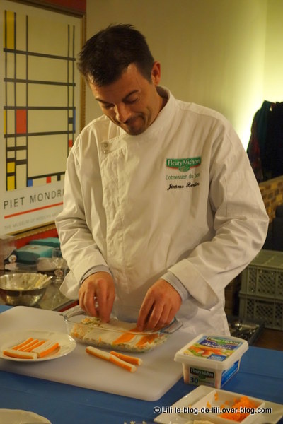 Confection de lasagnes au surimi par le chef Jérôme Bertin